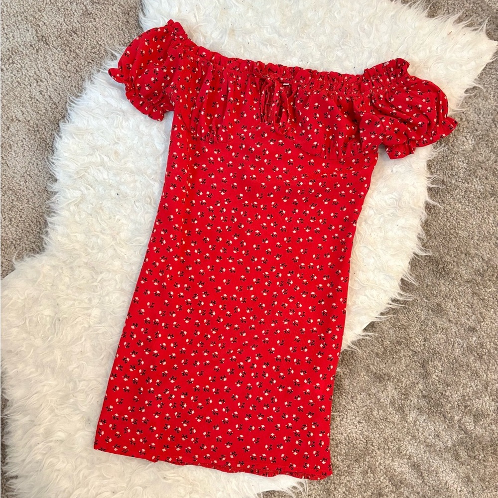 Shein Red Floral Ditsy Dress